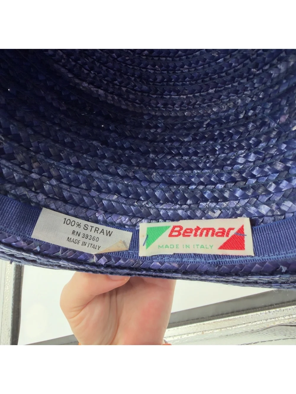 Vintage Betmar Made in Italy 100% Straw Wide Brim Hat with Bow Accent